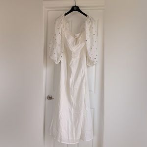 White Sundress Maxi Dress with Puffy Sleeves